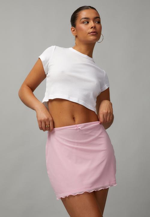 Factorie - Mesh Mini Skirt - Peachy Pink