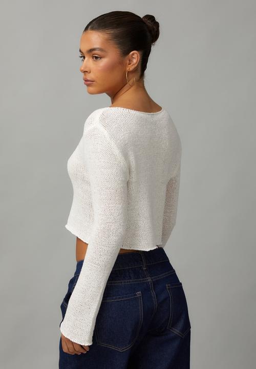 Factorie - Open Knit Star Jumper - Coconut/Red Star 