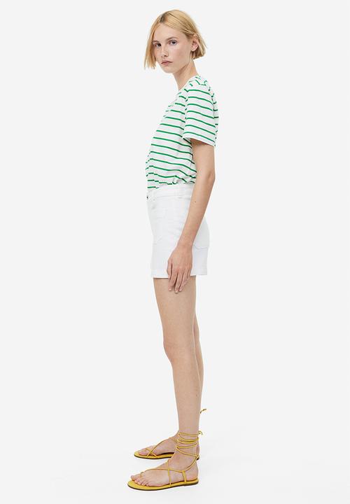 H&M - Cotton t-shirt - white/green striped 