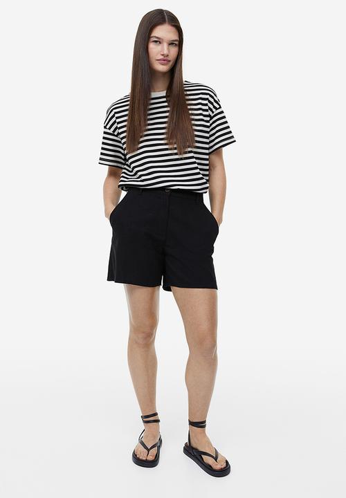 H&M - Linen-blend shorts - black