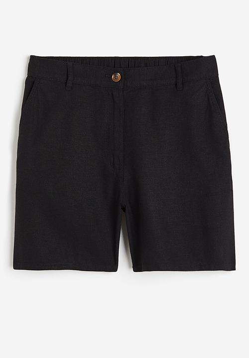 H&M - Linen-blend shorts - black