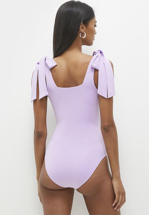 MILLA - Easy shoulder tie bodysuit - lilac