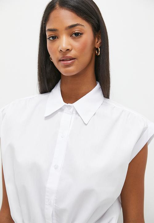 dailyfriday - Cropped drawstring shirt - white