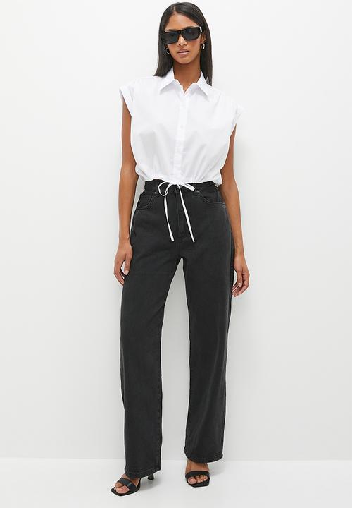 dailyfriday - Cropped drawstring shirt - white