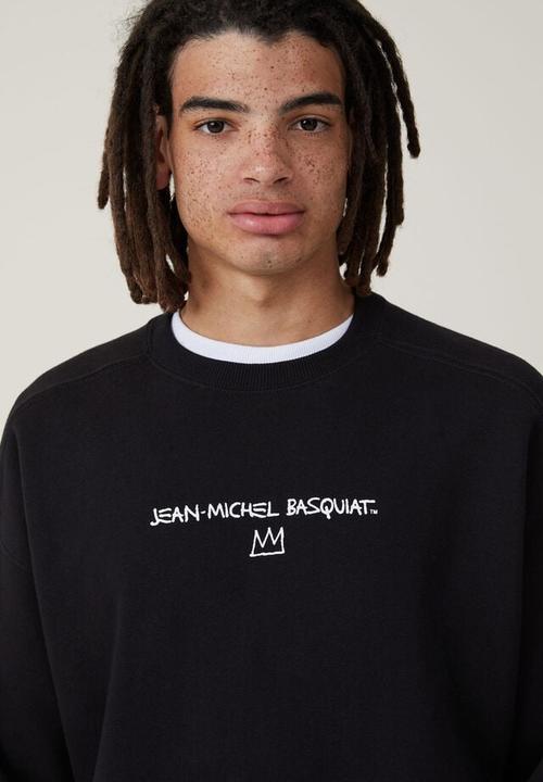 Cotton On - Basquiat oversized crew sweater - lcn bsq black dizzy 