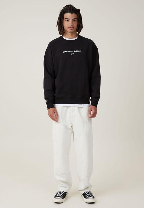 Cotton On - Basquiat oversized crew sweater - lcn bsq black dizzy 