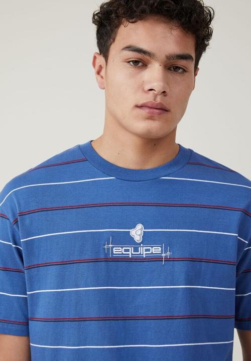 Cotton On - Loose fit stripe t-shirt - royal blue easy stripe / equipe
