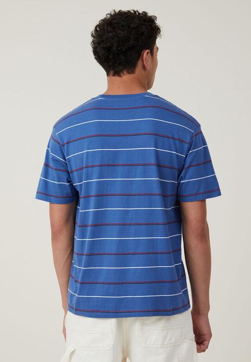Cotton On - Loose fit stripe t-shirt - royal blue easy stripe / equipe
