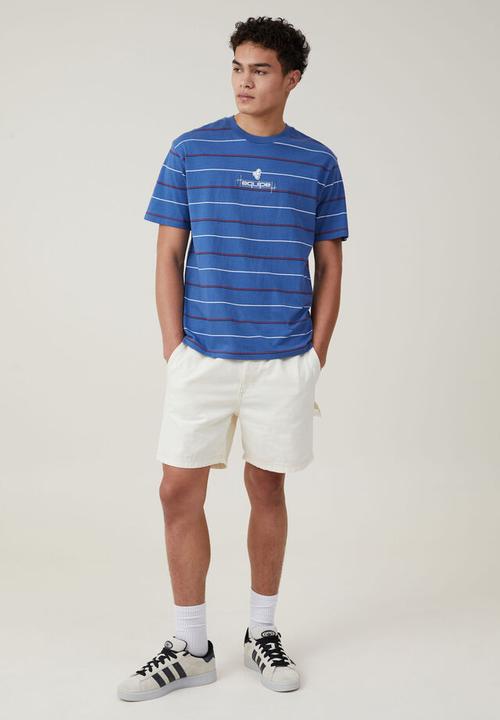 Cotton On - Loose fit stripe t-shirt - royal blue easy stripe / equipe