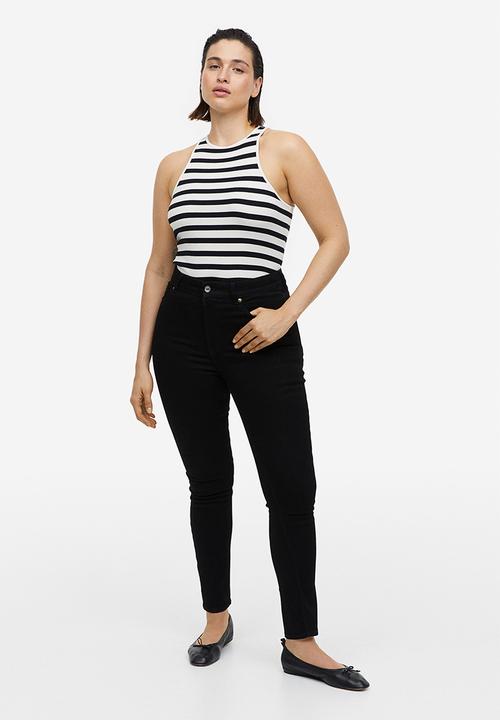 H&M - Ribbed vest top - black & white