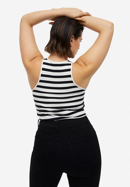 H&M - Ribbed vest top - black & white