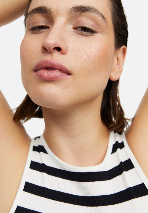 H&M - Ribbed vest top - black & white