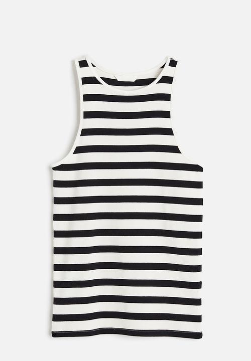 H&M - Ribbed vest top - black & white