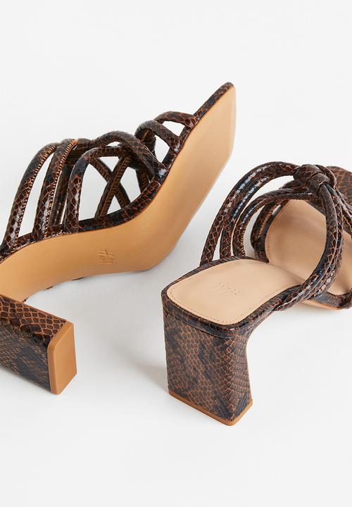 H&M - Square-toe mules - brown snakeskin-patterned