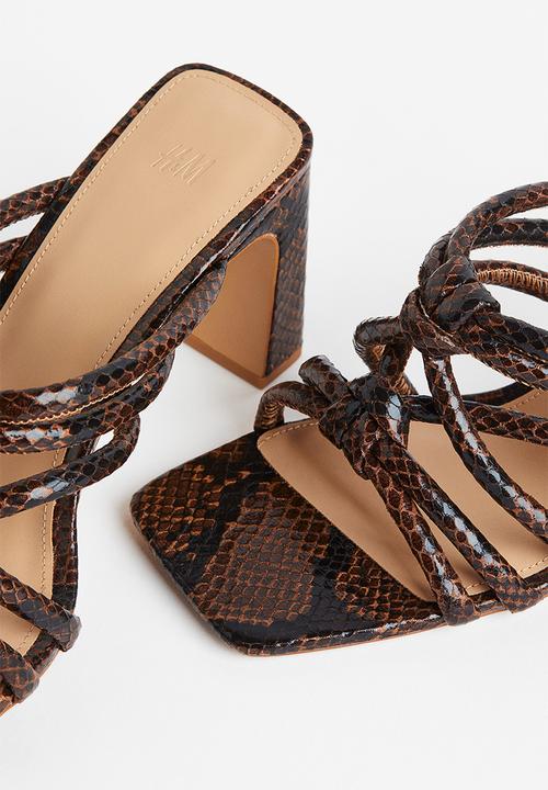 H&M - Square-toe mules - brown snakeskin-patterned
