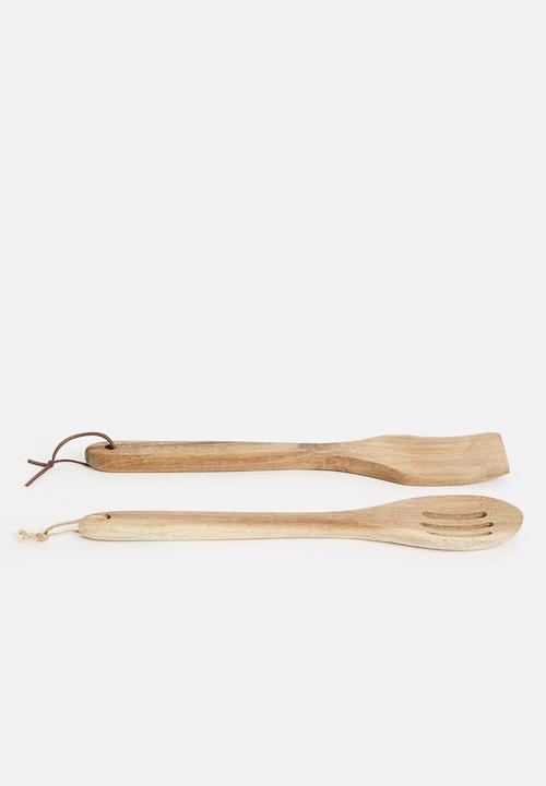 Excellent Houseware - Wooden utensil set of 2 - natural