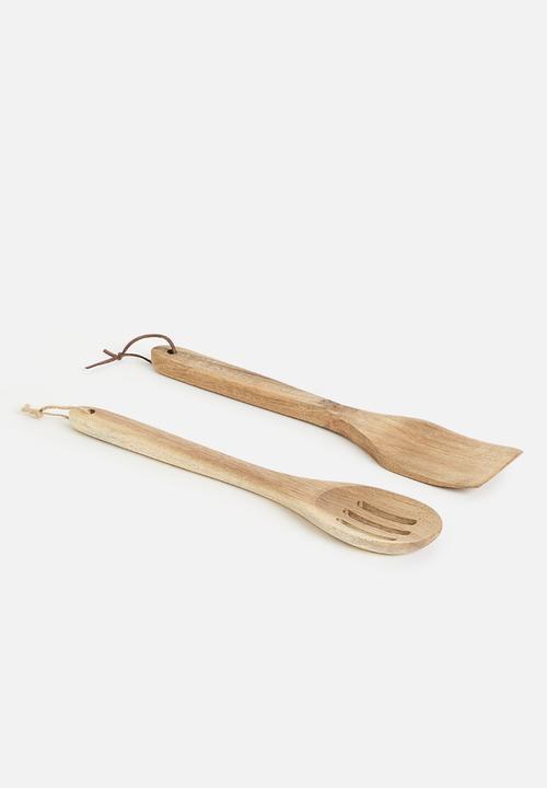 Excellent Houseware - Wooden utensil set of 2 - natural