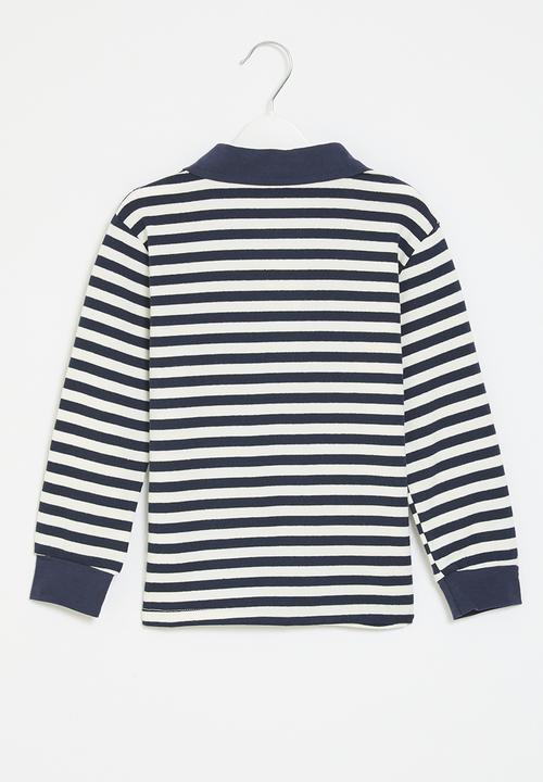 Pop Candy - Striped golf shirt - navy & white