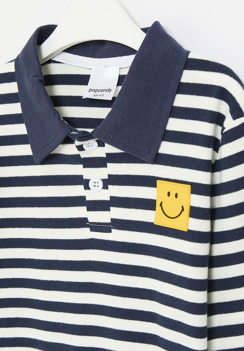 Pop Candy - Striped golf shirt - navy & white