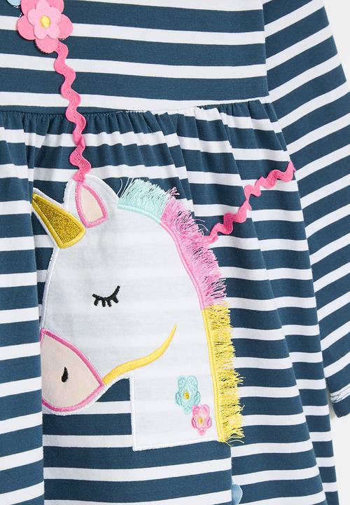 Pop Candy - Striped dress - blue and white