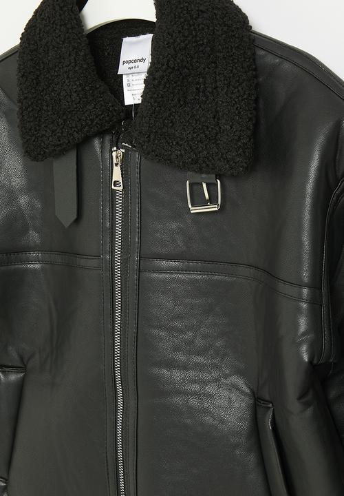 Pop Candy - Faux shearling jacket - black