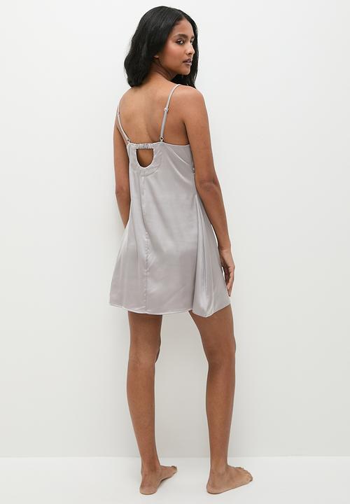 Superbalist - Lace inset slip - silver grey