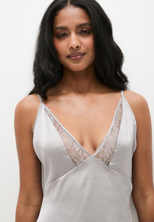 Superbalist - Lace inset slip - silver grey