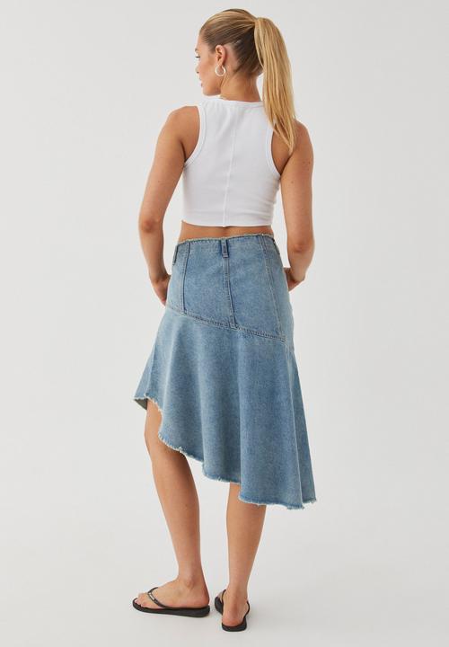 Supré  - Asymmetrical Denim Midi Skirt - Byron Blue