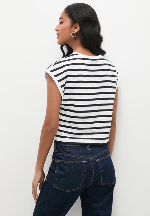 Superbalist - Grown on sleeve stripe top - black and white stripe