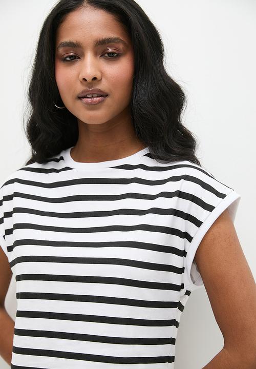 Superbalist - Grown on sleeve stripe top - black and white stripe