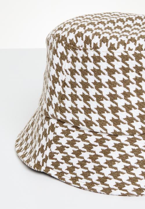 Superbalist - Houndstooth bucket hat - brown/white