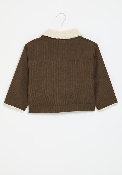 Pop Candy - Shearling lined trucker jacket - brown