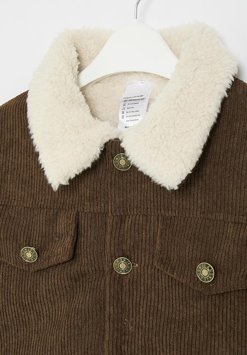Pop Candy - Shearling lined trucker jacket - brown