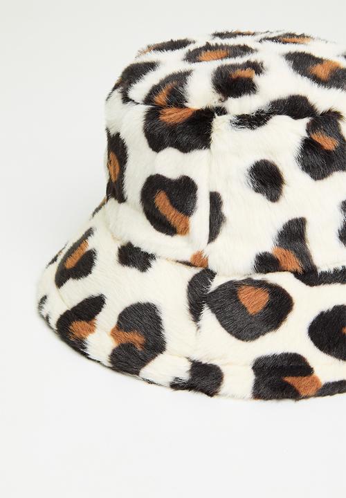 Pop Candy - Leopard print bucket hat - off white