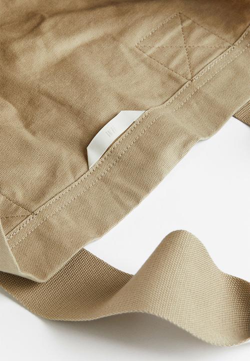 H&M - Cotton canvas shopper - light khaki green
