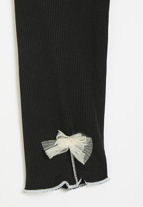 Pop Candy - Bow décor leggings - black
