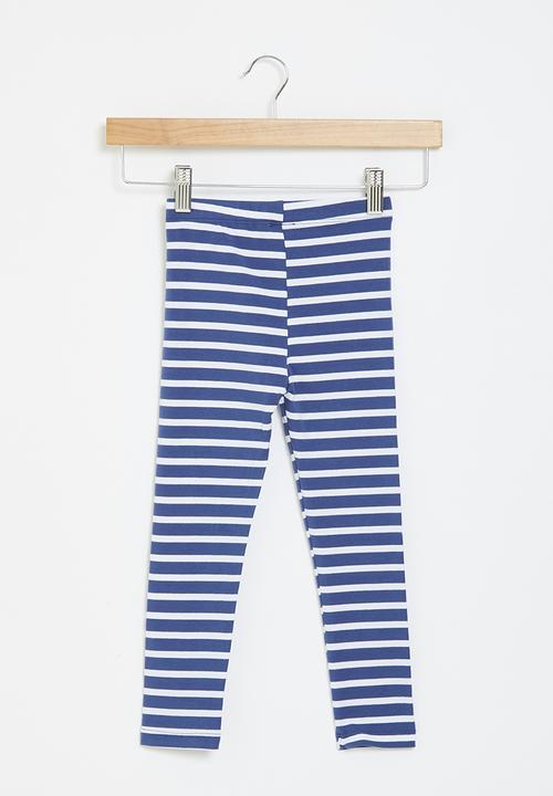 Pop Candy - Striped leggings - blue & white