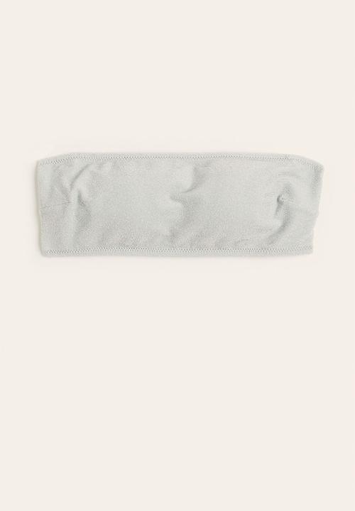 H&M - Padded bikini top - silver-coloured & glittery