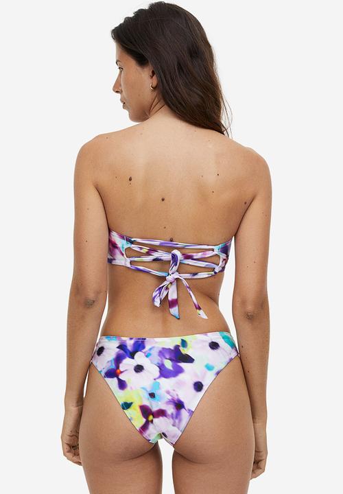 H&M - Padded bandeau bikini top - purple floral