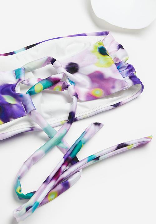 H&M - Padded bandeau bikini top - purple floral