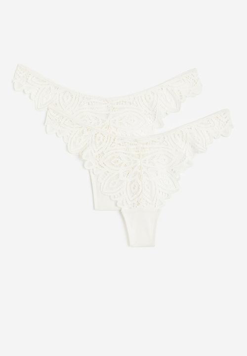 H&M - 2-pack lace thong briefs - white