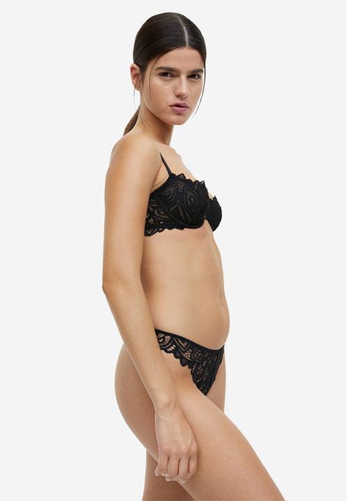 H&M - 2-pack lace thong briefs - black