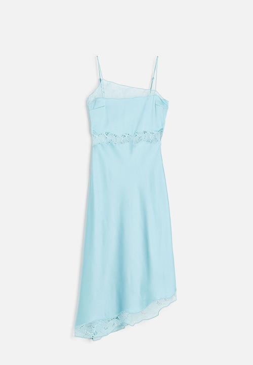 H&M - Lace-trimmed slip dress - light turquoise