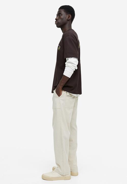 H&M - Loose fit printed t-shirt - dark brown connect to nature