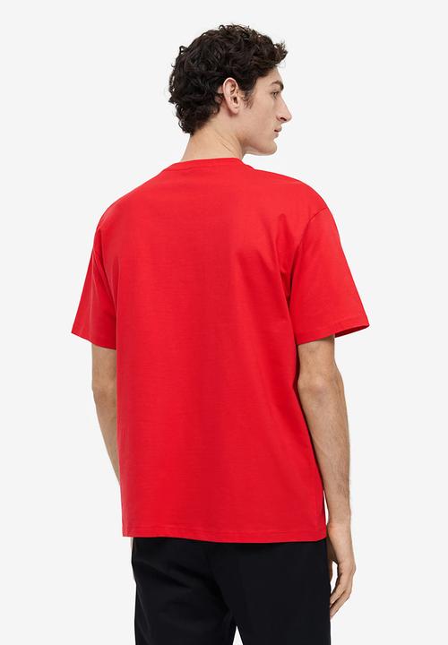 H&M - Relaxed fit printed t-shirt - red portofino