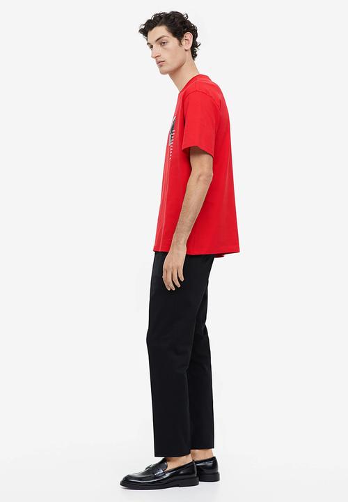 H&M - Relaxed fit printed t-shirt - red portofino