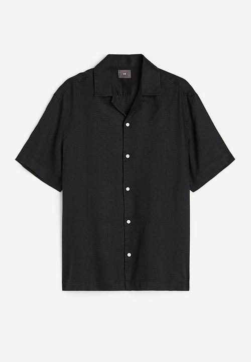 H&M - Relaxed fit linen resort shirt - black