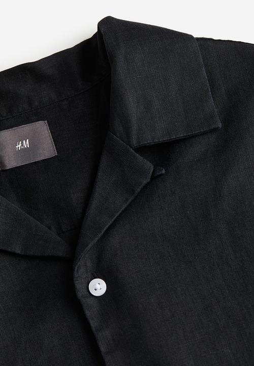 H&M - Relaxed fit linen resort shirt - black