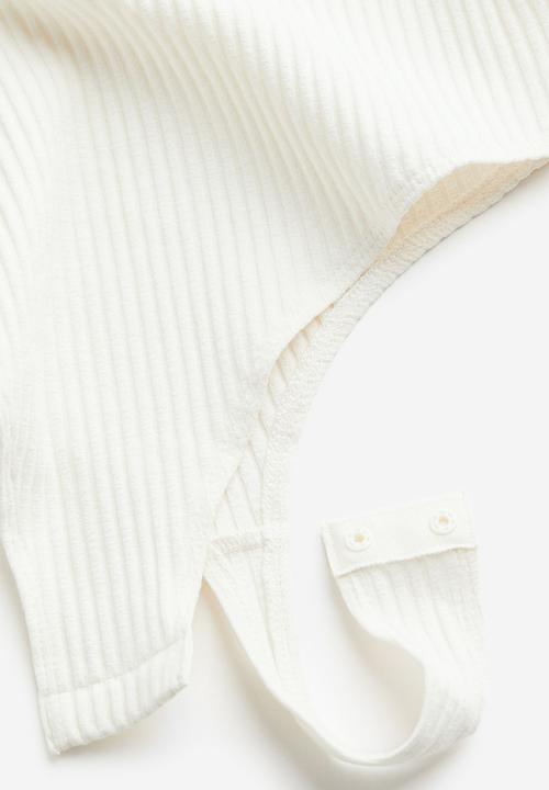 H&M - Ribbed thong body - white