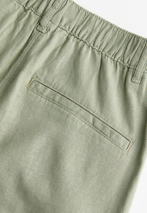 H&M - Linen-blend shorts - light khaki green